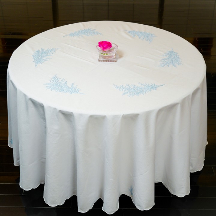  Round table cloth- mimosa flower embroidery (size 230 cm)